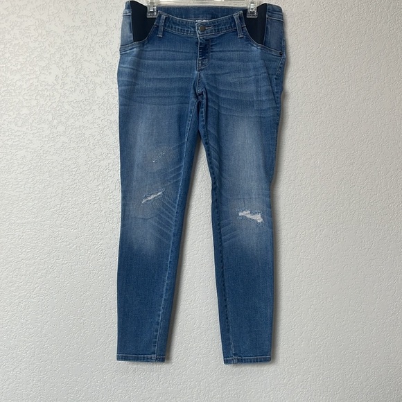 Liz Lange Maternity Denim Jeans Distressed Blue size Medium - Picture 1 of 10
